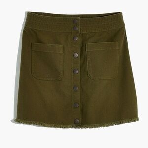 Madewell Raw-Hem A-Line Mini Skirt in Kale